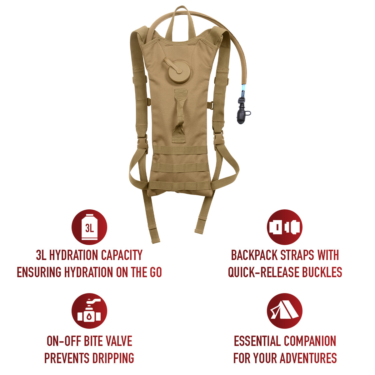 MOLLE 3 Liter Backstrap Hydration System (4 PK) - JROTC.com