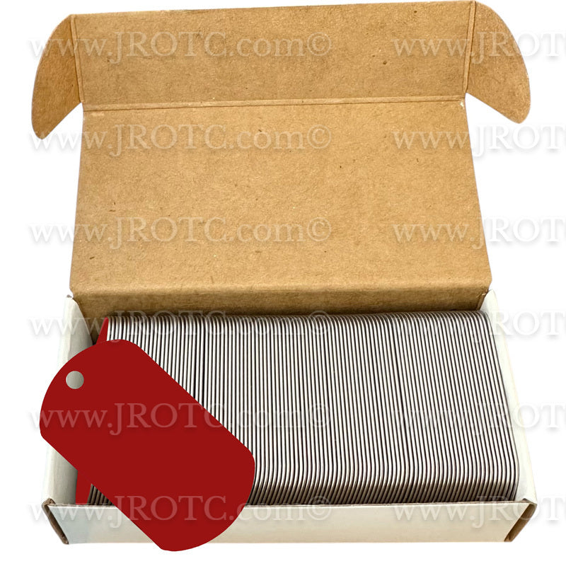Embossable Red Dog Tags Blank (Box Of 100) - JROTC.com