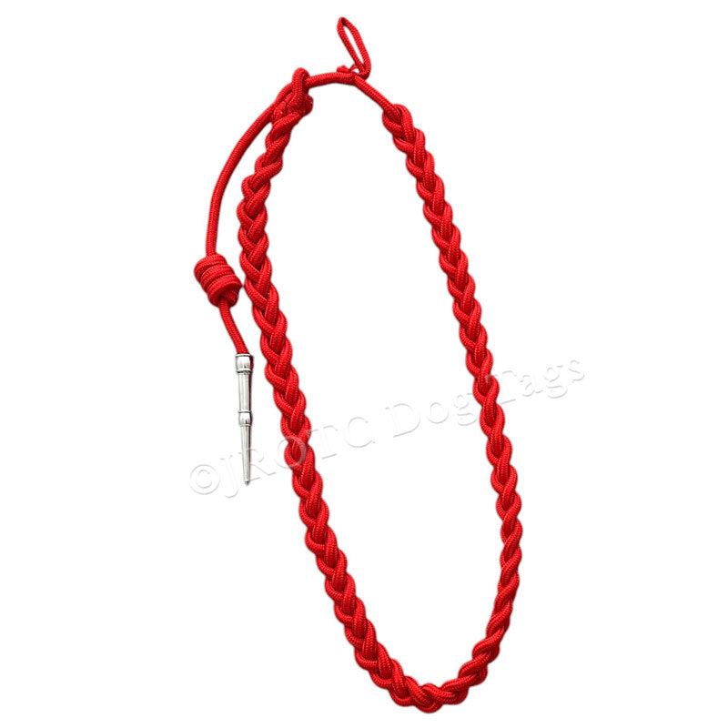 Lanyard Fourragere with Silver or Gold Tip (Button Loop) Select Color (Each)