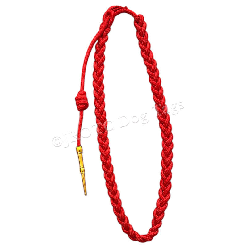 Lanyard Fourragere with Silver or Gold Tip (Button Loop) Select Color (Each)