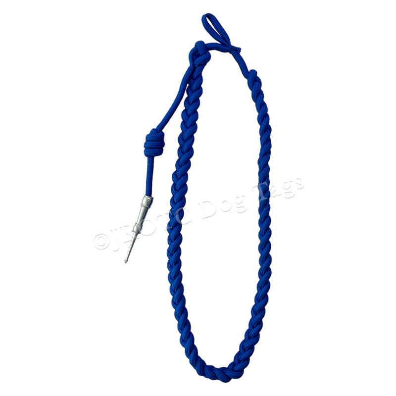 Lanyard Fourragere with Silver or Gold Tip (Button Loop) Select Color (Each)