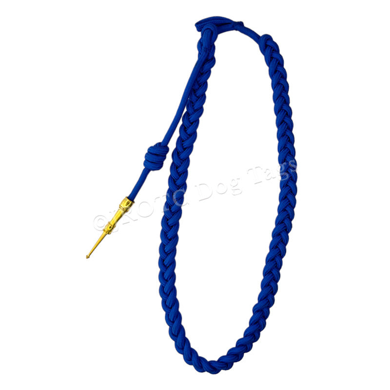 Lanyard Fourragere with Silver or Gold Tip (Button Loop) Select Color (Each)