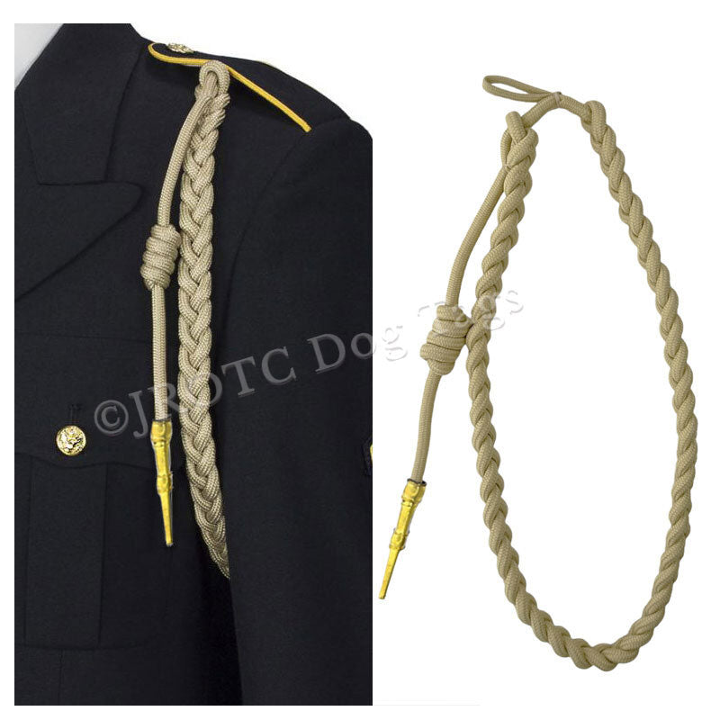 Lanyard Fourragere with Silver or Gold Tip (Button Loop) Select Color (Each)