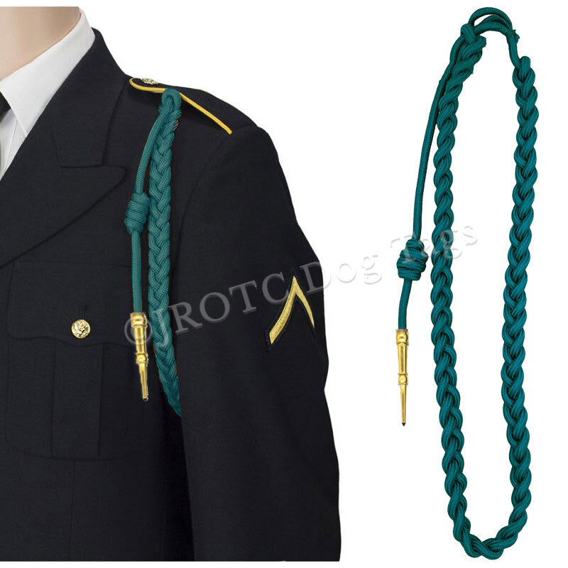 Lanyard Fourragere with Silver or Gold Tip (Button Loop) Select Color (Each)
