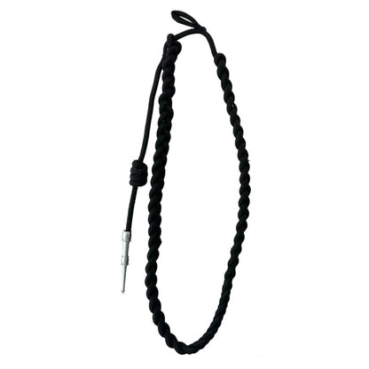 Black with Silver tip - Lanyard Fourragere with Tip (Button Loop)