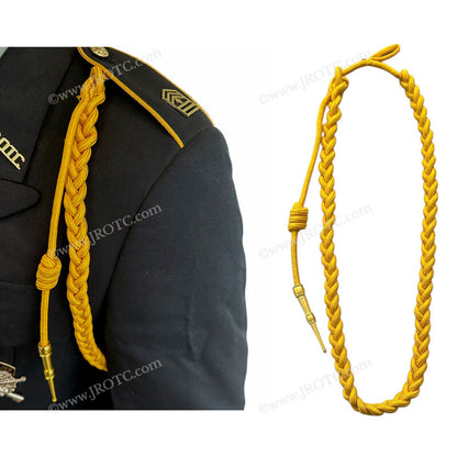 Lanyard Fourragere with Silver or Gold Tip (Button Loop) Select Color (Each)