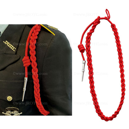 Lanyard Fourragere with Silver or Gold Tip (Button Loop) Select Color (Each)