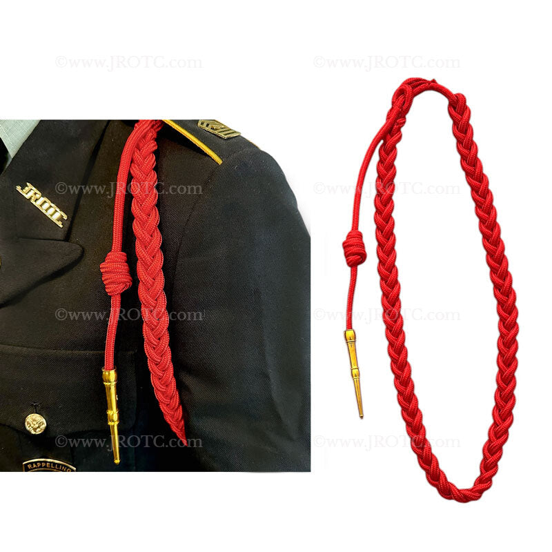 Lanyard Fourragere with Silver or Gold Tip (Button Loop) Select Color (Each)