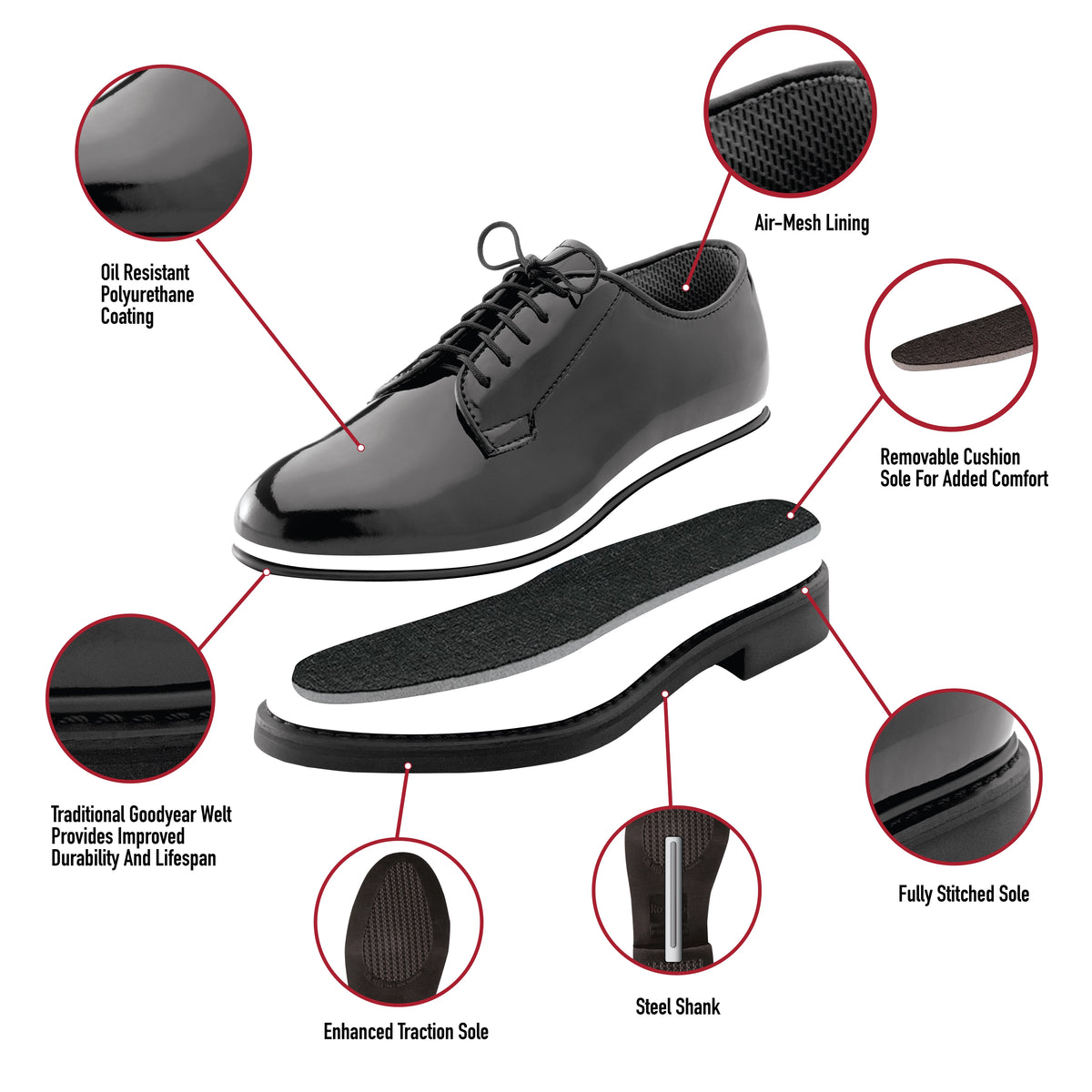 Budget Uniform Hi-Gloss Oxford Dress Shoe - Unisex